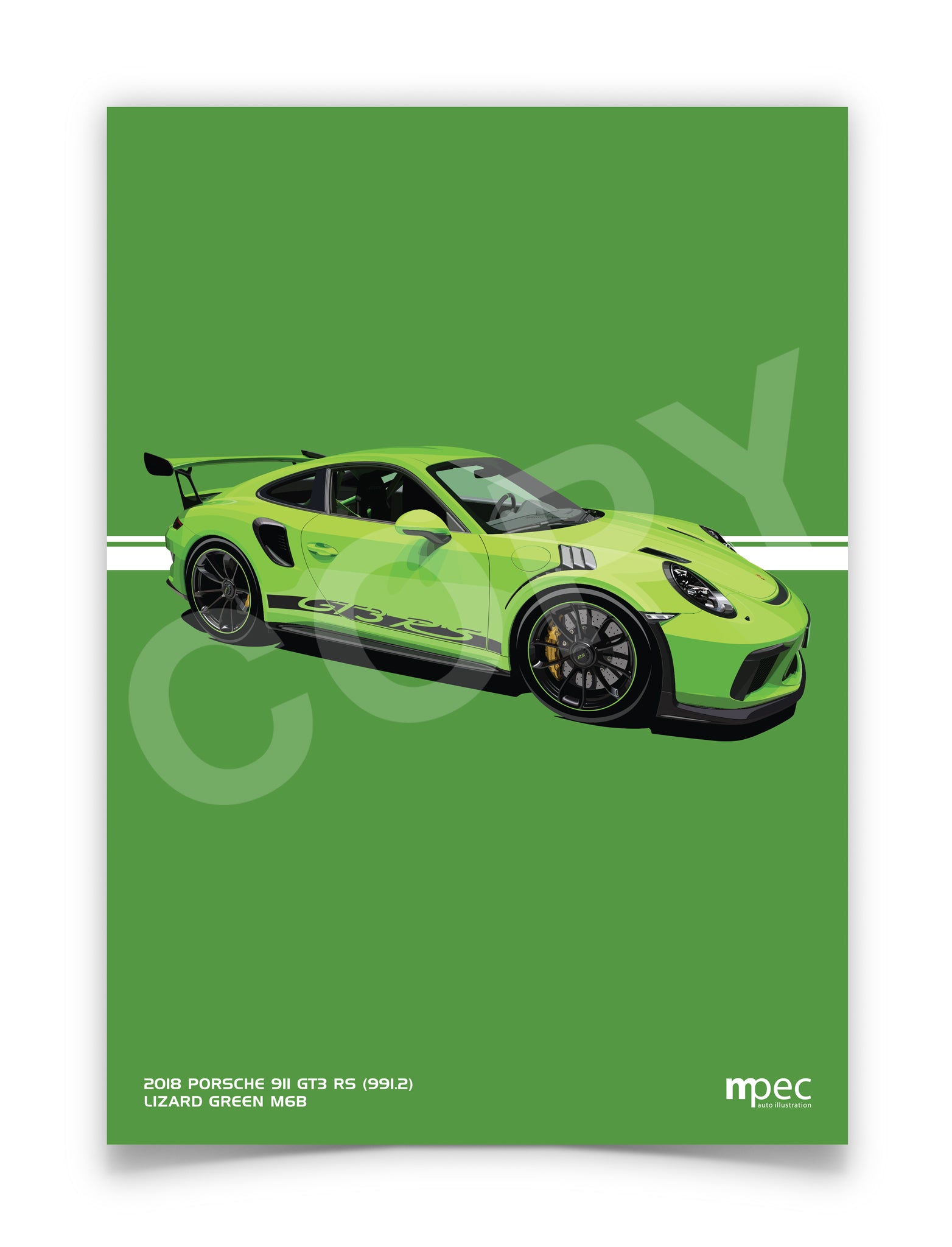 Classic Car Posters - Porsche 911 GT3 RS – mpecautoillustration