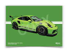 Load image into Gallery viewer, Landscape Illustration 2018 Porsche 911 GT3 RS in Lizard Green M6B (991.2)