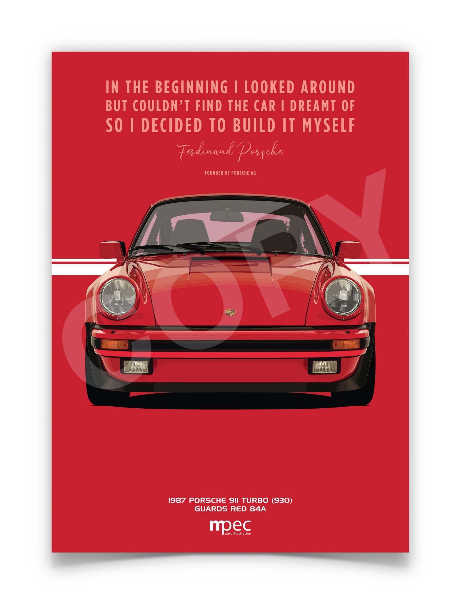 Illustration 1987 Porsche 911 Turbo (930) Guards Red 84A - Quote