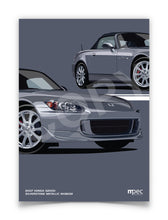 Load image into Gallery viewer, Illustration 2007 Honda S2000 Silverstone Metallic NH360M - Hood Up Close Up