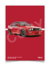 Load image into Gallery viewer, Illustration 1990 BMW E30 M3 Sport Evolution Brilliant Red 308