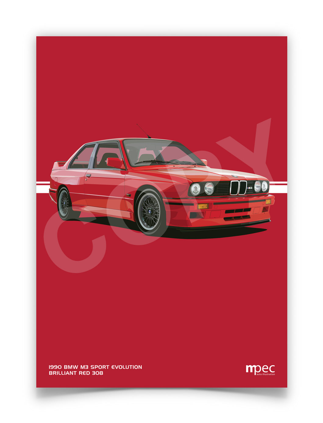 Illustration 1990 BMW E30 M3 Sport Evolution Brilliant Red 308