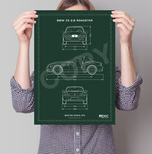 Load image into Gallery viewer, A3 BMW Z3 2.8 Technical Illustration Poster - choice of colours
