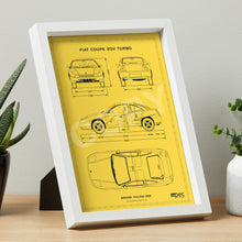 Load image into Gallery viewer, A4 Fiat Coupe Technical Illustration Poster - Choice of colours