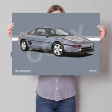 Load image into Gallery viewer, Landscape Illustration 1992 Toyota MR2 GT-i Steel Mist Grey