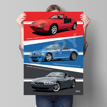 Load image into Gallery viewer, Illustration of Evolution of BMW Z Series