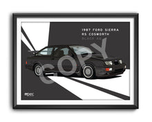 Load image into Gallery viewer, Landscape Illustration 1987 Ford Sierra RS Cosworth Black A6 - Lines
