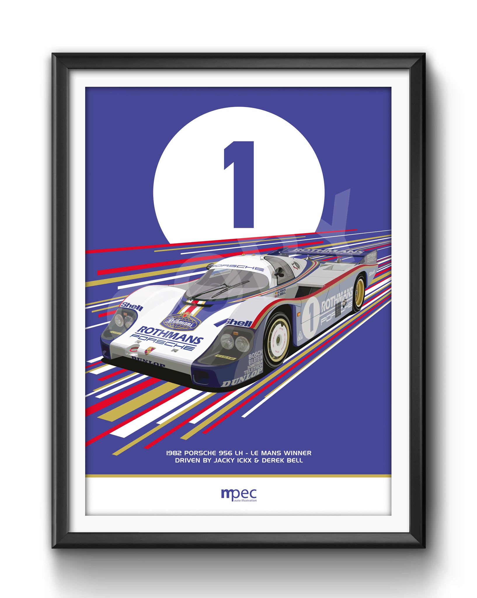 Vintage 1982 Le Mans Porsche Auto Racing Poster Print - 36x27 Inches, Unframed, Reproduction On 9mil Paper