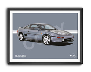 Landscape Illustration 1992 Toyota MR2 GT-i Steel Mist Grey