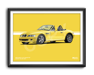 Landscape Illustration 1998 BMW Z3 M Roadster Dakar Yellow 337