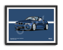 Load image into Gallery viewer, Landscape Illustration 2001 BMW Z3 3.0 Sport Roadster Topaz Blue 364