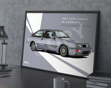 Load image into Gallery viewer, Landscape Illustration 1987 Ford Sierra RS Cosworth Moonstone Blue K6 - Lines