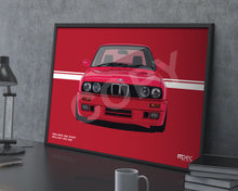 Load image into Gallery viewer, Landscape Illustration 1990 BMW E30 325i Sport Brilliant Red 308