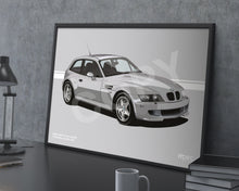 Load image into Gallery viewer, Landscape Illustration 1999 BMW Z3 M Coupé in Titanium Silver 354