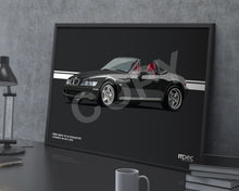 Load image into Gallery viewer, Landscape Illustration 1998 BMW Z3 M Roadster Cosmos Black 303 with red and black seats