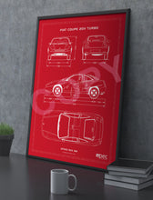 Load image into Gallery viewer, Large Fiat Coupe Technical Illustration Poster - Choice of colours