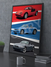 Load image into Gallery viewer, Illustration of Evolution of BMW Z Series