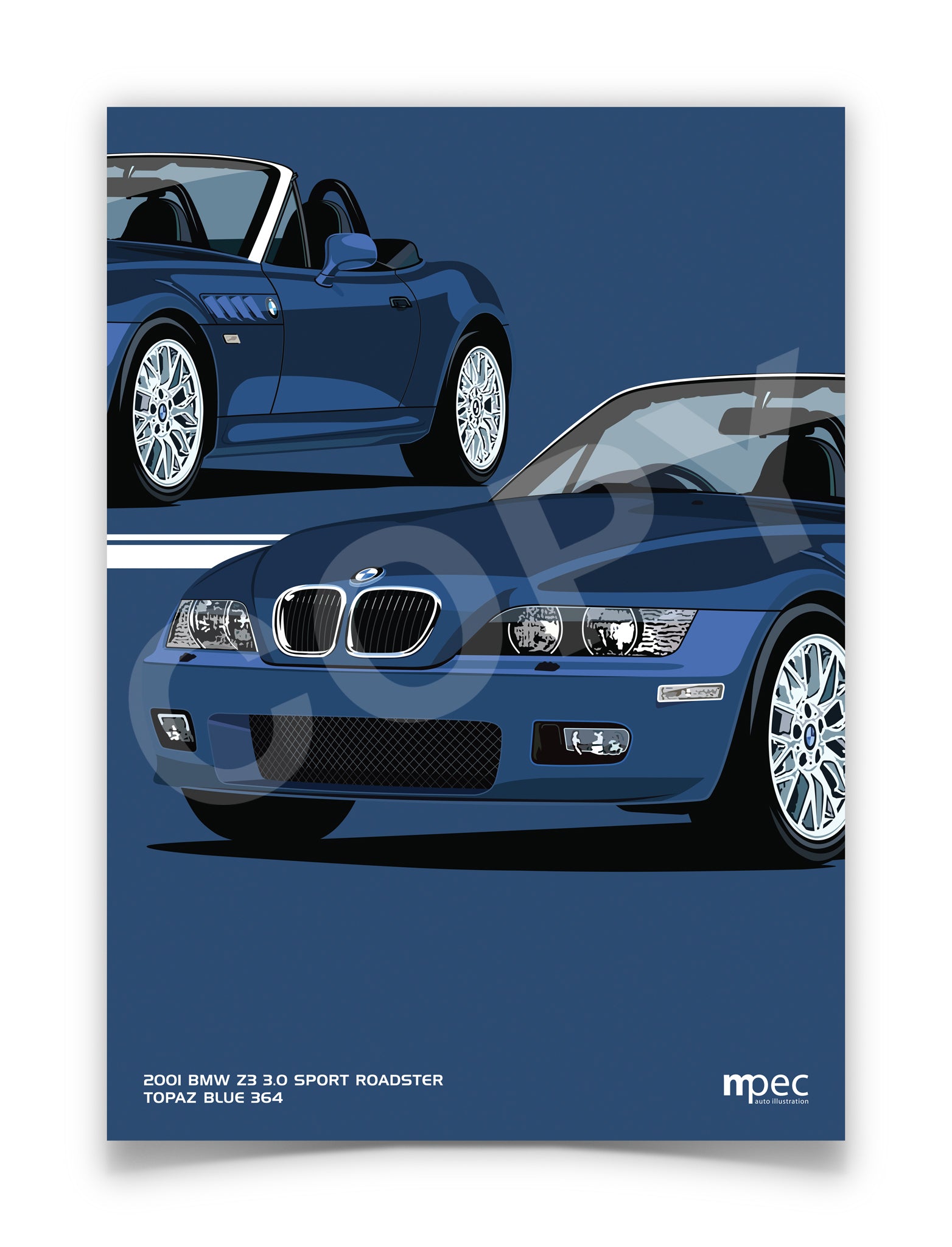 Classic Car Posters of BMW Z3 – mpecautoillustration