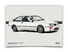 Load image into Gallery viewer, Landscape Illustration 1987 Ford Sierra RS Cosworth Diamond White B3