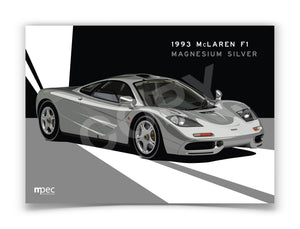 Landscape Illustration 1993 McLaren F1 Magnesium Silver - Lines