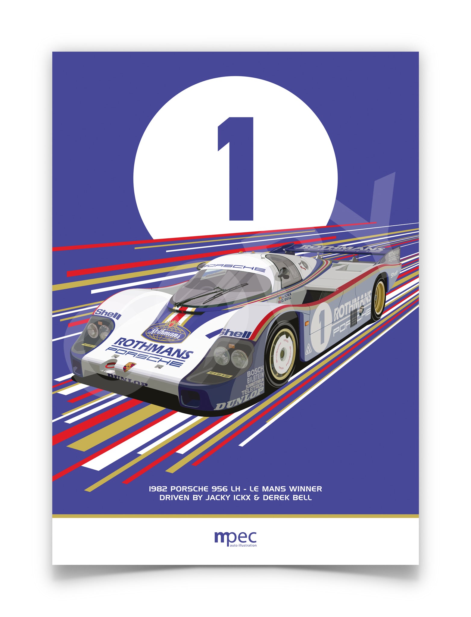 Illustration 1982 Le Mans Rothmans Porsche 956 – mpecautoillustration