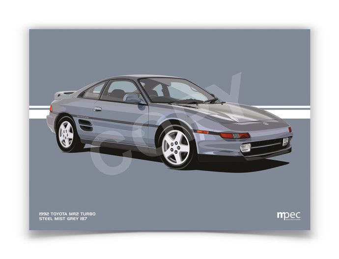 Landscape Illustration 1992 Toyota MR2 Turbo Steel Mist Grey