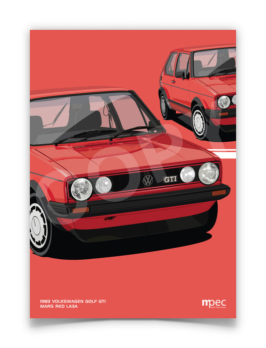 Illustration 1983 Volkswagen Golf GTI Mars Red LA3A