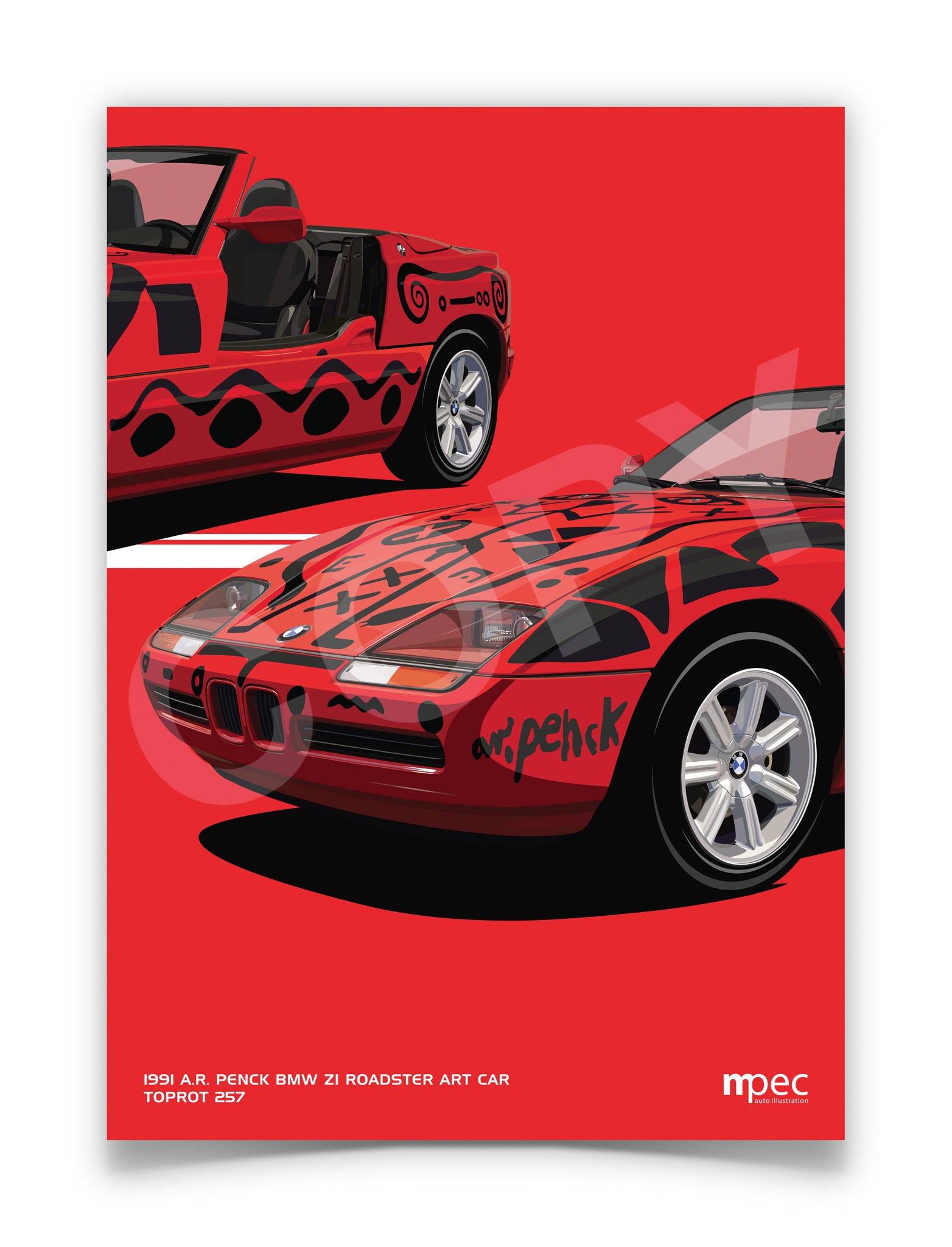 Illustration 1991 A.R. Penck BMW Z1 Roadster Art Car Toprot