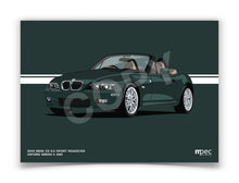 Load image into Gallery viewer, Landscape Illustration 2001 BMW Z3 3.0 Sport Roadster Oxford Green II 430