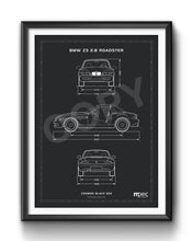 Load image into Gallery viewer, Large BMW Z3 2.8 Technical Illustration Poster - choice of colours