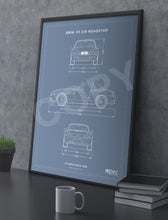Load image into Gallery viewer, Large BMW Z3 2.8 Technical Illustration Poster - choice of colours