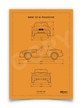 Load image into Gallery viewer, Large BMW Z3 M Technical Illustration Poster - choice of colours