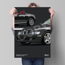 Load image into Gallery viewer, Illustration 1998 BMW Z3 M Roadster Cosmos Black 303 - red and black seats