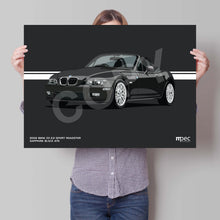 Load image into Gallery viewer, Landscape Illustration 2002 BMW Z3 2.2 Roadster Sapphire Black 475