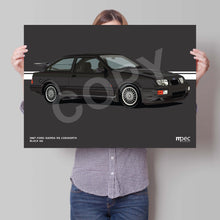 Load image into Gallery viewer, Landscape Illustration 1987 Ford Sierra RS Cosworth Black A6