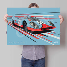 Load image into Gallery viewer, Landscape Illustration of 1970 Gulf Porsche 917 KH Coupé