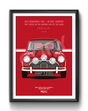 Load image into Gallery viewer, Illustration The Italian Job 1969 Austin Mini Cooper S - Red Quote