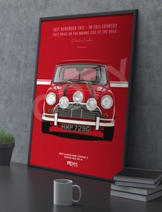 Illustration The Italian Job 1969 Austin Mini Cooper S - Red Quote