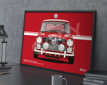 Load image into Gallery viewer, Landscape Illustration 1963 Morris Mini Cooper S 1964 Monte-Carlo Rally Winner 33 EJB