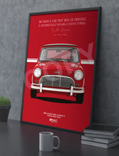 Load image into Gallery viewer, Illustration 1965 Austin Mini Cooper S Tartan Red RD-9 Quote