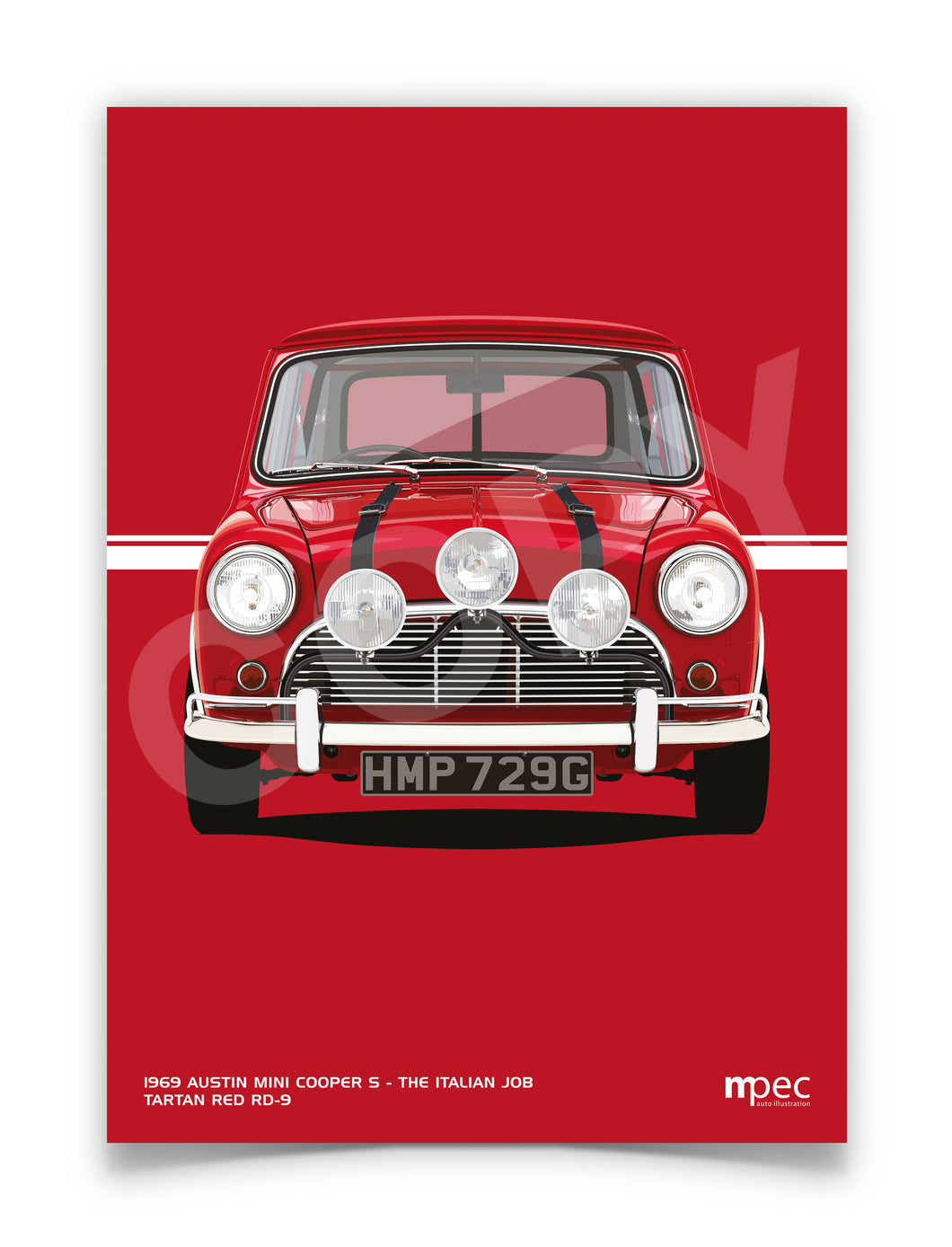 Illustration The Italian Job 1969 Austin Mini Cooper S - Red