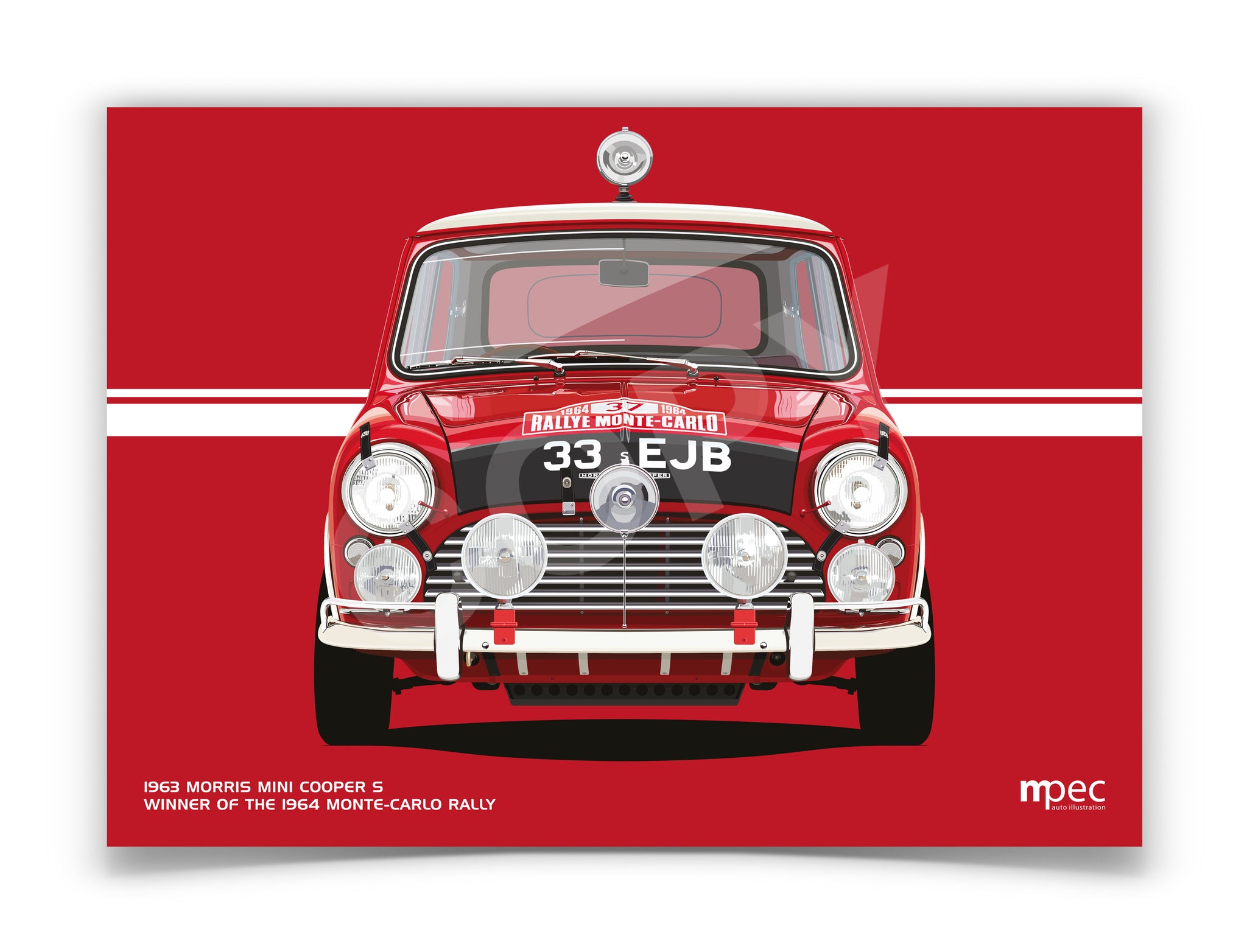 Landscape Illustration 1963 Morris Mini Cooper S 1964 Monte-Carlo Rall –  mpecautoillustration
